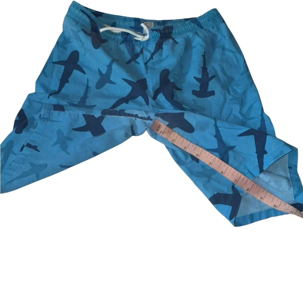 Mini Boden Blue Shark Swim Trunks & T-Shirt Set Size 9-10 Years